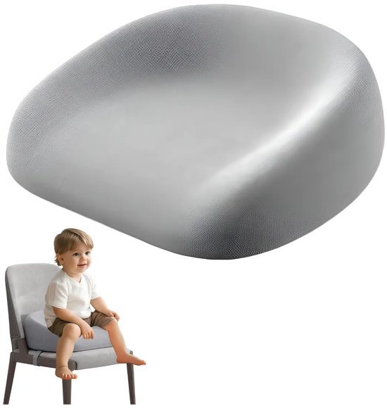 Peuterstoelverhoger – Vierkant zitverhogerkussen – Afneembare hoes – Antislip bodem – Verstelbare veiligheidsgordel – Geschikt voor thuis restaurant en theater – Grijs – 35 x 38 x 6 cm van Puck Baby