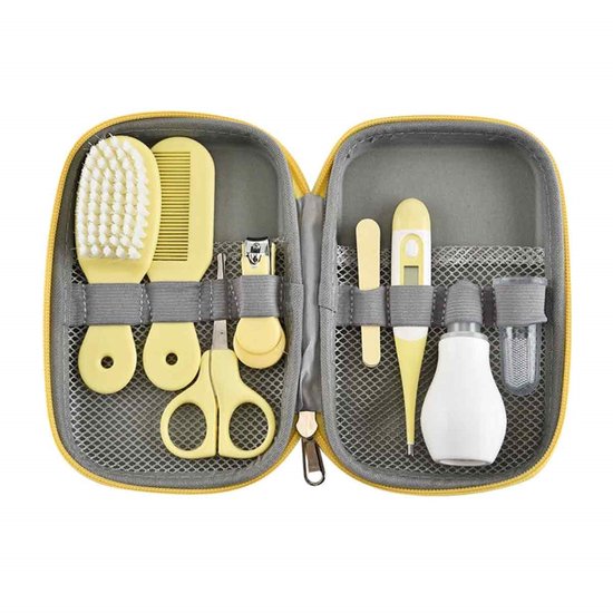 Peysaitr - Baby Verzorgingsset – 8-delige Geschenkset - Baby Verzorgingsproducten – Complete Manicureset & Nagelset – Perfect Kraamcadeau - Veilig & Compact - Geel - 1 stuk van Peysaitr