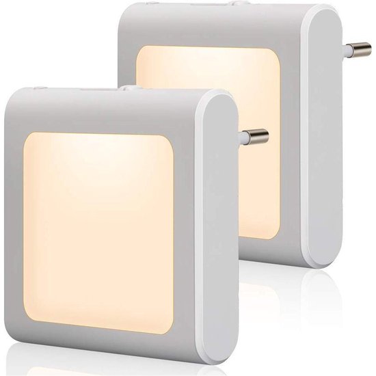 Peysaitr - LED-nachtlampje plug-in/stopcontact - met dag/nacht sensor - plugin ledlamp – Nachtlampje - warm licht – dimbaar – Voor in de baby/kinder kamer - wit - 7x8cm - 2 stuks van Peysaitr