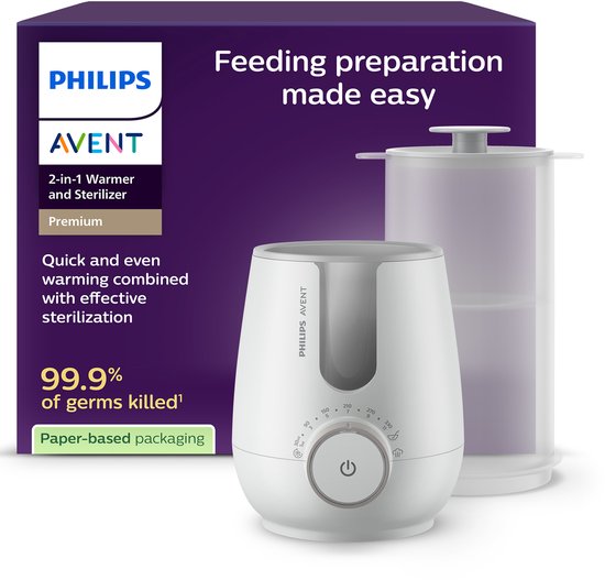 Philips Avent 2-in-1 Flessenwarmer & Sterilisator – Snelle en veilige opwarming – 260 ml - SCF359/00 van Philips Avent