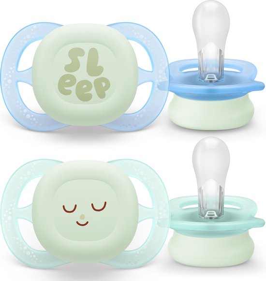 Philips Avent Fopspeen Ultra Air Nighttime 0-2 mnd Glow in the Dark 2 stuks van Philips