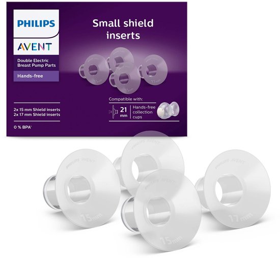 Philips Avent - Kleine Bescherminzetstukken – Perfecte Pasvorm voor Kleine Tepels (15mm & 17mm) | Comfortabel Siliconen Materiaal | Eenvoudig Schoon te Maken - SCF554/11 van Philips