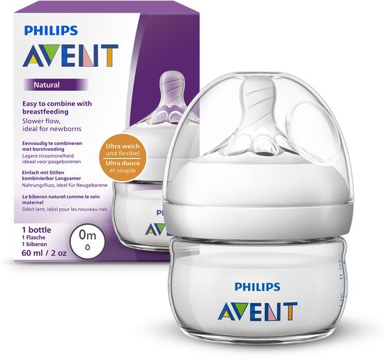 Philips Avent Natural babyfles - langzame flow - 60ml - SCF039/17 van Merkloos