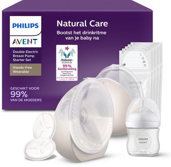 Philips Avent Natural Care - Handsfree Dubbele Elektrische Borstkolf - Draadloos & Oplaadbaar - Comfortabele Pasvorm - Stille Motor - SCF495/21