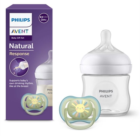 Philips Avent Natural Response - Cadeau set - 125ml babyfles en Ultra Air speen 0-6 maanden - SCD837/10 van Philips