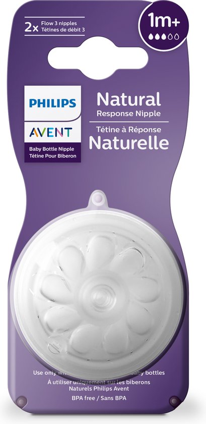 Philips Avent Natuurlijke Zuigreflex – Snelheid 3, 1+ maanden+, 2 stuks - SCY963/02 - Flesspenen van Philips