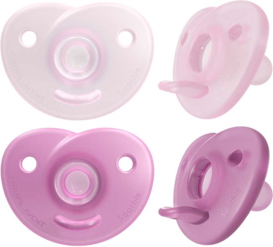 Philips Avent Soothie Fopspeen - 0 tot 6 Maanden - 2 Speentjes - Roze/Donkerroze - SCF099/20 van Philips