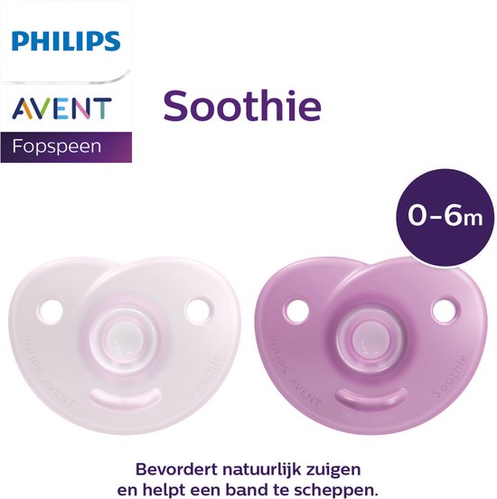 Philips Avent Soothie Hart - 0-6 Mnd - 2 Stuks - Plant-based - Roze van Merkloos