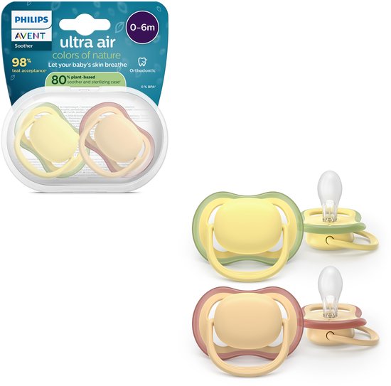 Philips Avent Ultra Air – Ademend en lichtgewicht fopspeen (0-6 mnd) – 2 stuks - SCF087/07 van Merkloos