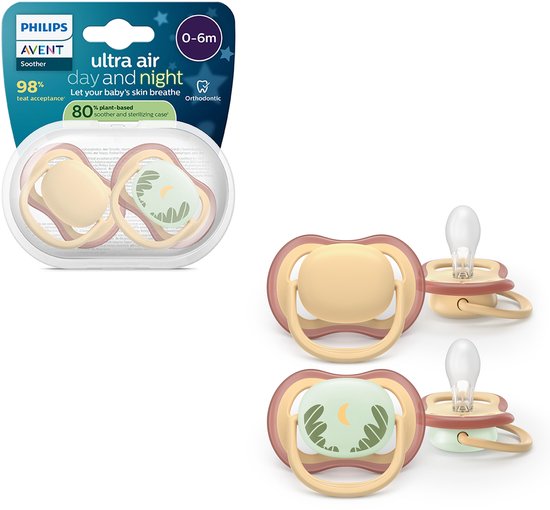 Philips Avent Ultra Air – Ademend en lichtgewicht fopspeen (0-6 mnd) – 2 stuks - SCF087/09 van Merkloos