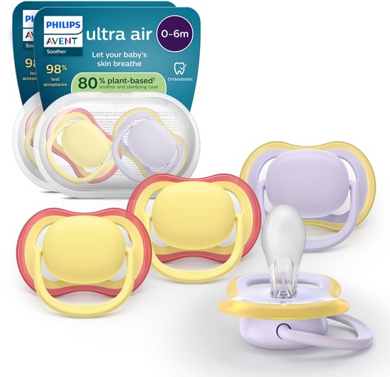 Philips Avent Ultra Air – Ademend en lichtgewicht fopspeen (0-6 mnd) – 4 stuks - SCF087/20 van Merkloos