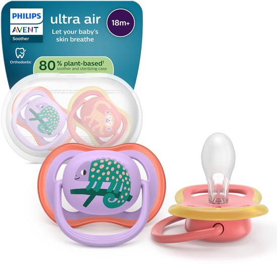 Philips Avent Ultra Air - Ademend en lichtgewicht fopspeen (18mnd+) - 2 stuks - SCF349/47 van Philips