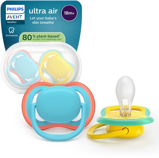 Philips Avent Ultra Air – Ademend en lichtgewicht fopspeen (18mnd+) – 2 stuks - SCF349/57 van Philips