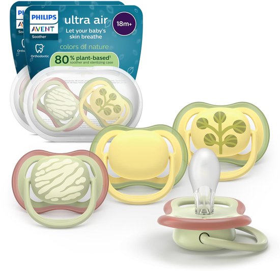 Philips Avent Ultra Air – Ademend en lichtgewicht fopspeen (18mnd+) – 4 stuks - SCF349/55 van Philips