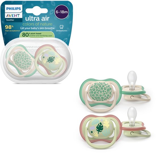 Philips Avent Ultra Air - Ademend en lichtgewicht fopspeen (6-18 mnd) - 2 stuks - SCF087/17 van Philips Avent