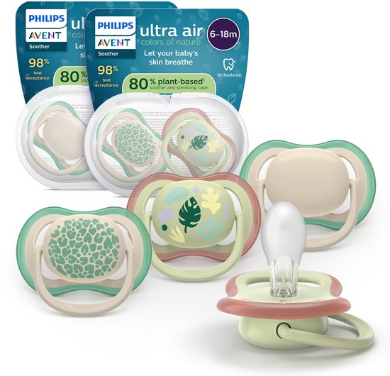 Philips Avent Ultra Air – Ademend en lichtgewicht fopspeen (6-18 mnd) – 4 stuks - SCF087/26 van Merkloos