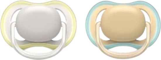 Philips Avent Ultra Air Fopspeen - 0 tot 6 Maanden - 2 Speentjes - Beige/Grijs - SCF085/15 van Philips