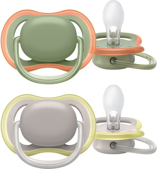 Philips Avent Ultra Air Fopspeen - 6 tot 18 Maanden - 2 Speentjes - Groen/Grijs - SCF085/20 van Merkloos