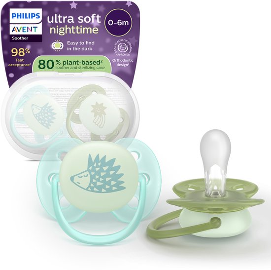 Philips Avent Ultra Soft Nighttime - 0 tot 6 maanden - Glow-in-the-dark fopspeen - SCF094/01 van Merkloos