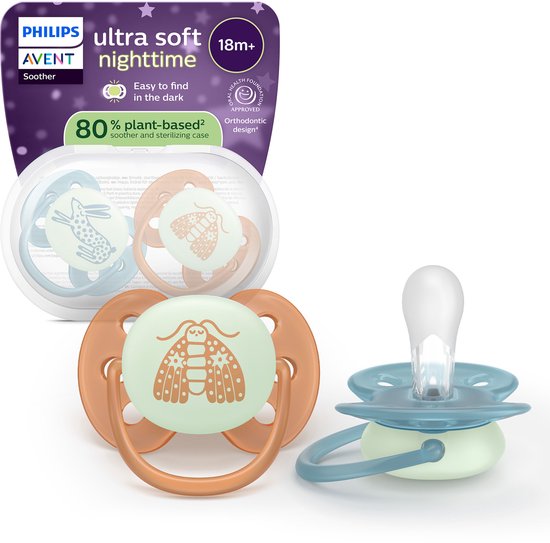 Philips Avent Ultra Soft Nighttime – 18+ maanden - Glow-in-the-dark fopspeen - SCF094/06 van Merkloos