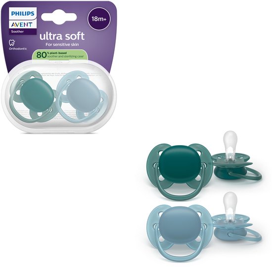 Philips Avent Ultra Soft – Superzachte siliconen fopspeen (18mnd+) – Voor gevoelige huid – 2 stuks - SCF093/02 van Philips Avent