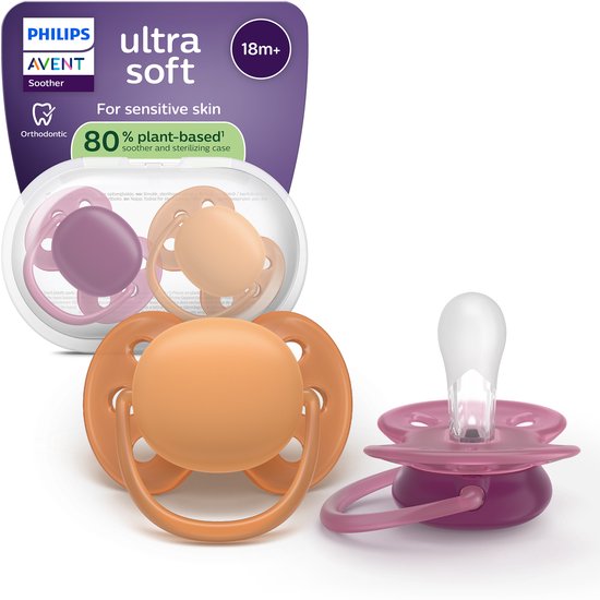 Philips Avent Ultra Soft – Superzachte siliconen fopspeen (18mnd+) – Voor gevoelige huid – 2 stuks - SCF093/03 van Philips