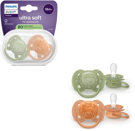 Philips Avent Ultra Soft – Superzachte siliconen fopspeen (18mnd+) – Voor gevoelige huid – 2 stuks - SCF093/06 van Philips Avent