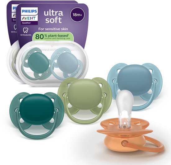 Philips Avent Ultra Soft – Superzachte siliconen fopspeen (18mnd+) – Voor gevoelige huid – 4 stuks - SCF093/08 van Philips Avent