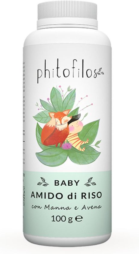 Phitofilos biologische baby rijstzetmeel bad poeder - haver en manna - gevoelige baby huid - ook voor voowassen 100gr van Merkloos