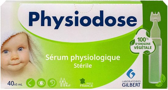 Physiodose Fysiologisch serum 40 Unidoses in plantaardig plastic + 2 steriele kompressen VRIJ van Merkloos