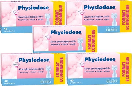 Physiodose Sérum Physiologique 5 x 40 Unidoses 5ml / GILBERT FYSIODOSE FYSIOLOGISCH SERUM 5 x 40 DOSES van Physiodose