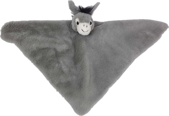 Pia soft toys Knuffeldier Ezel - zachte pluche stof - tuttel/knuffeldoekje - grijs - 45 cm - baby/peuter van PIA Soft Toys