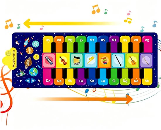 Piano Dansmat – Muzikale Dansmat – Pianomat – Muziekmat – Speelmat – Educatie voor jonge kinderen – Multifunctioneel speelgoed – Geschikt voor jongens en meisjes – 120*40*2,3 cm – Kinderspeelgoed