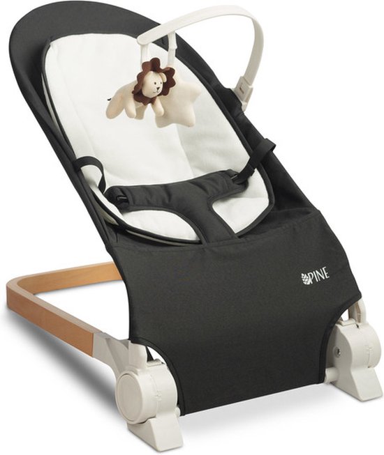 Pine Baby Bouncer Zwart - Wipstoel - Babystoel Voor Aan Tafel - Baby Stoeltje Zitten Voor Thuis - Verstelbare Babyrelax - Baby Rocker van Homy Original