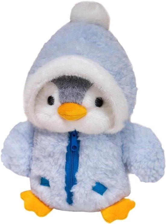 Pinguïn pluche pop - Knuffeldier pinguïn - Decoratie en gezelschap - Afneembare muts - 25 cm - Blauw van Merkloos