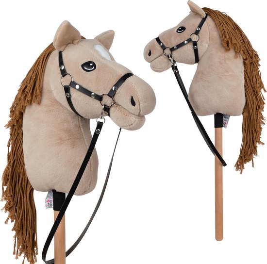 Pink Papaya Hobby Paard, met halster en trens, stokpaardje voor hobby horsing, paard om op te rijden voor kinderen van Pink Papaya