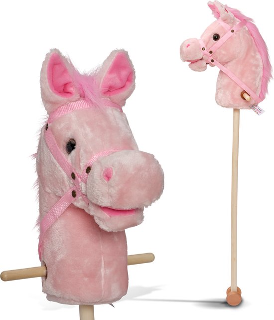 Pink Papaya Stokpaard - SPARKLES - Schattig Pluche Speelgoed Paard met Geluidsfunctie: Hinnikend en Galopperend Geluid van Pink Papaya