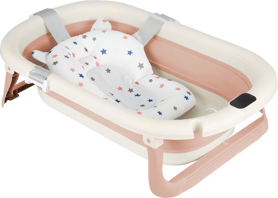 PIPIPOXER Babybadje - Inklapbaar bad - Bad Baby -Met badkussen -Roze van Merkloos