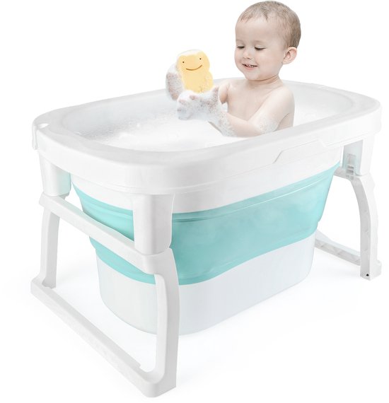 PIPIPOXER Babybadje - Inklapbaar bad - Met badkruk - Zitbad - Bath bucket - Blauw van Merkloos