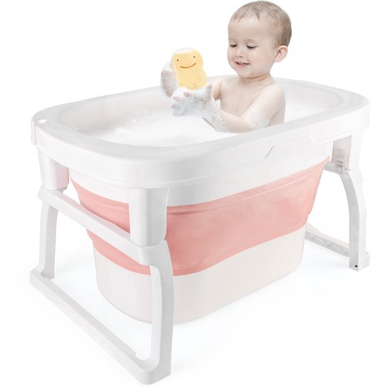 PIPIPOXER Babybadje - Inklapbaar bad - Met badkruk - Zitbad - Bath bucket - Roze van PIPIPOXER