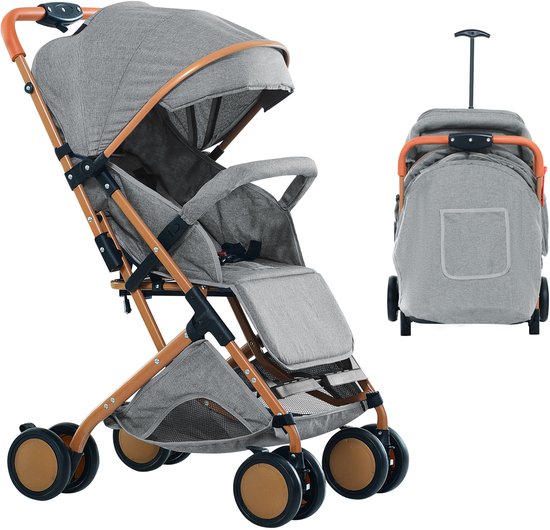 PIPIPOXER Kinderwagen Buggy 0-36 maanden Sportwagen met Ligpositie-Grijs van PIPIPOXER