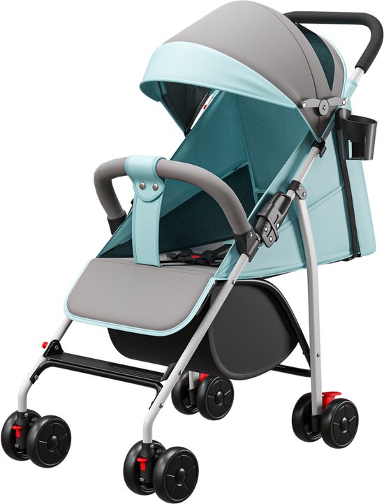 PIPIPOXER Kinderwagen, opvouwbare buggy, sportwagen, incl. zon- en regenhoes, lichtblauw van PIPIPOXER
