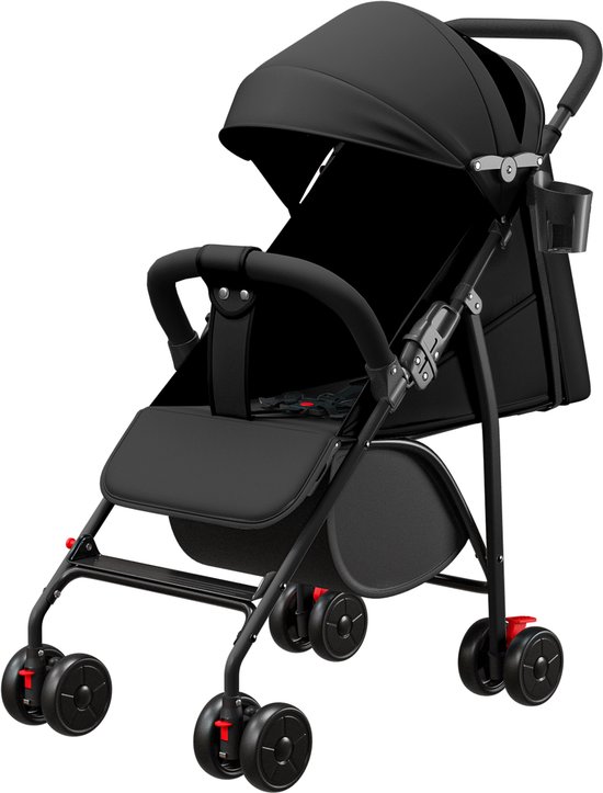 PIPIPOXER Kinderwagen, opvouwbare buggy, sportwagen, inclusief zon- en regenhoes, zwart van PIPIPOXER