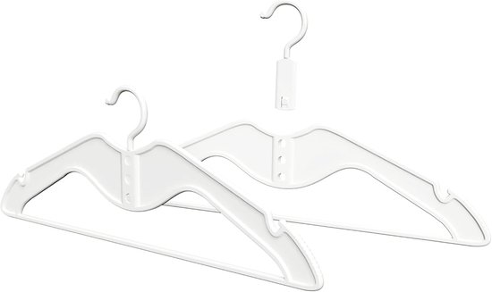 Plaatsbesparende kleerhangers, 20 stuks, met verstelbare haken, kledinghangers, made in Italy, kledinghaken, kapstok, kastorganizer, ruimtebesparend, 20 stuks, wit