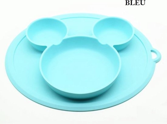Placemat Mikey ANTISLIP ZUIGNAP bordje voor baby's, peuters en kinderen. Bleu ! van ORYCON.