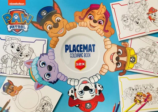 Placematboek Paw Patrol om in te kleuren van Lantaarn Publishers