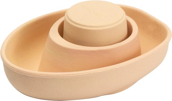 PlanToys Houten Speelgoed Rubber Cabrio Boot-Pastel Oranje van PlanToys