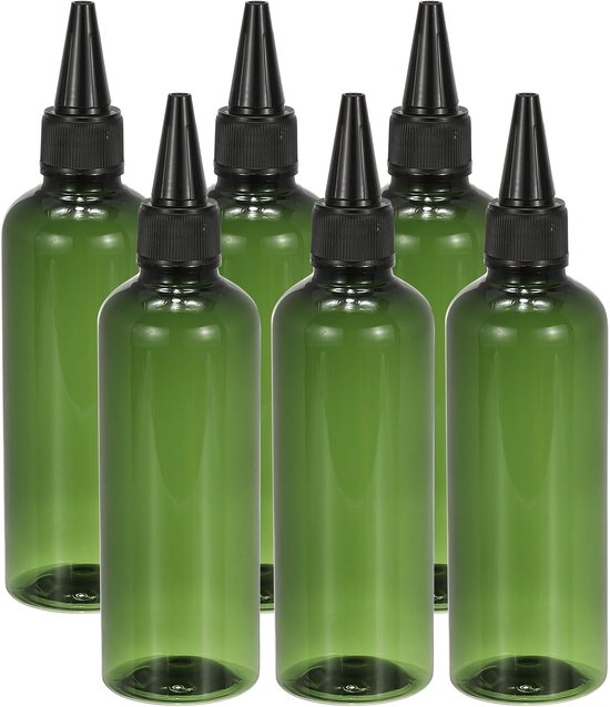 Plastic Applicator Bottle - 6 Stuks - 3.4oz (100ml) - Lekvrije Navulbare Lege Dispenser Fles - Knijpfles met Draaidop voor Haar - Inkt - Vloeistoffen - Sauzen - Groen