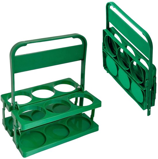 plastic flessenhouder voor 6 flessen, drankdrager met handvat en stevige houder, herbruikbare flessenmand voor transport, picknicks, feestjes, keuken, groen