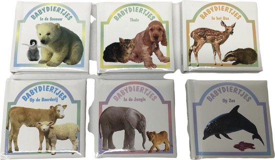 Plastic/ karton - set van 6 Blok boekjes - Babydiertjes van Happy People
